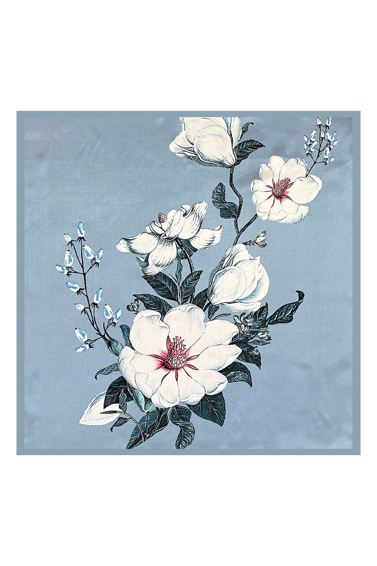 Gri Roma Saf İpek Düğmeli Şal 53x170 cm