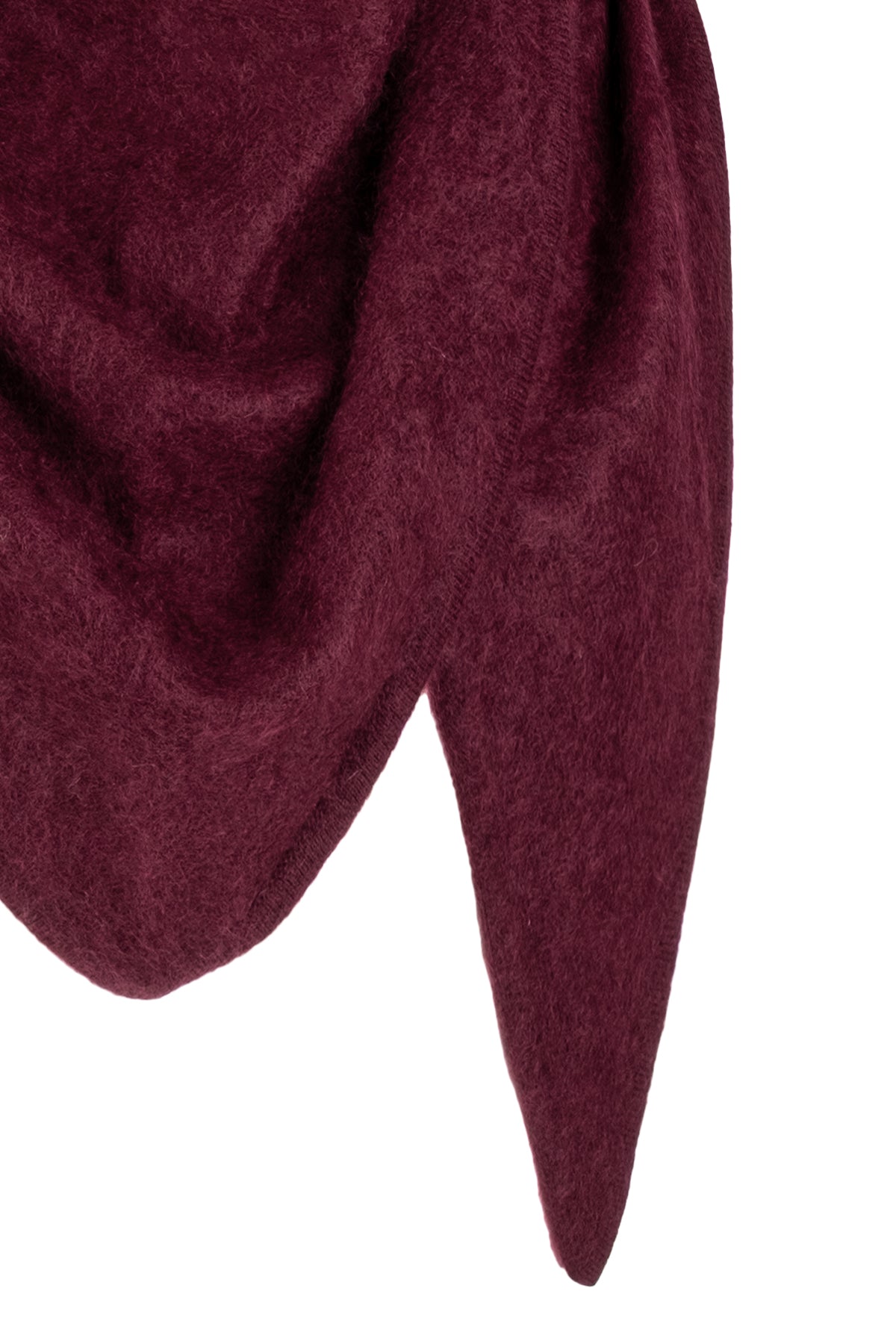 Bordo Brushed Saf Kaşmir Üçgen Şal 73x160x73