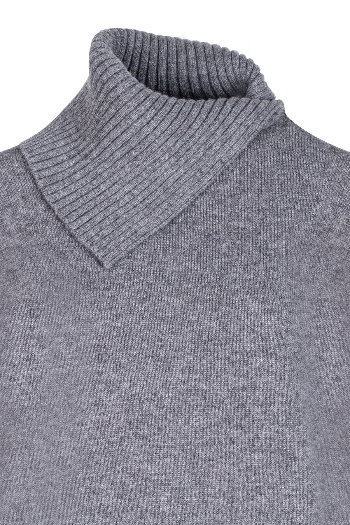 Gri Isabella Saf Kaşmir Balıkçı Yaka Kazak