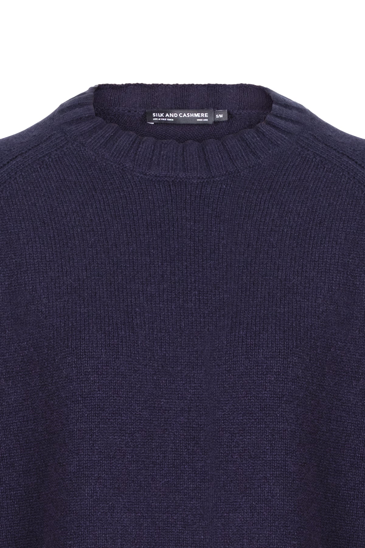 Lacivert Vanessa Saf Kaşmir Yuvarlak Yaka Crop Kazak