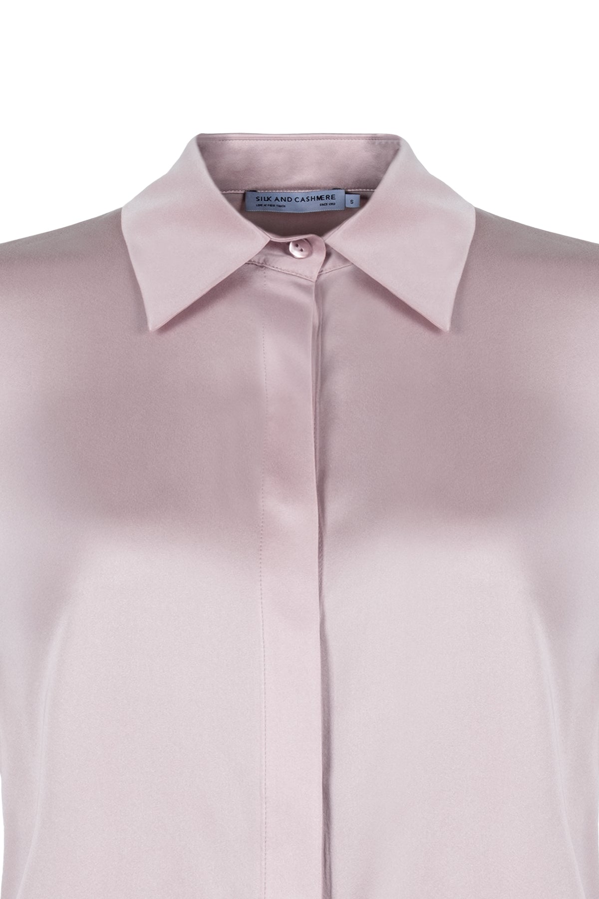 Gül Kurusu Saf İpek Audrey Uzun Kollu Gömlek