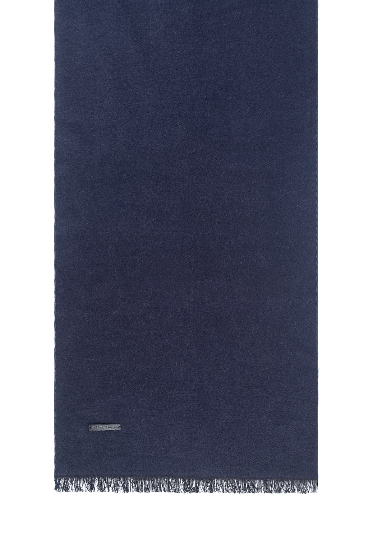 Lacivert Gri Lotus Saf İpek Çift Renkli Atkı 30*177+2cm