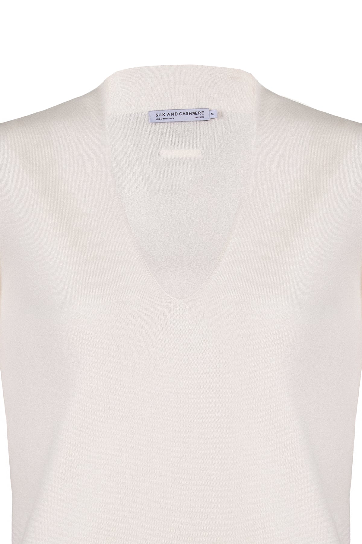 Ekru Zoe İpek Kaşmir Derin V Yaka Triko