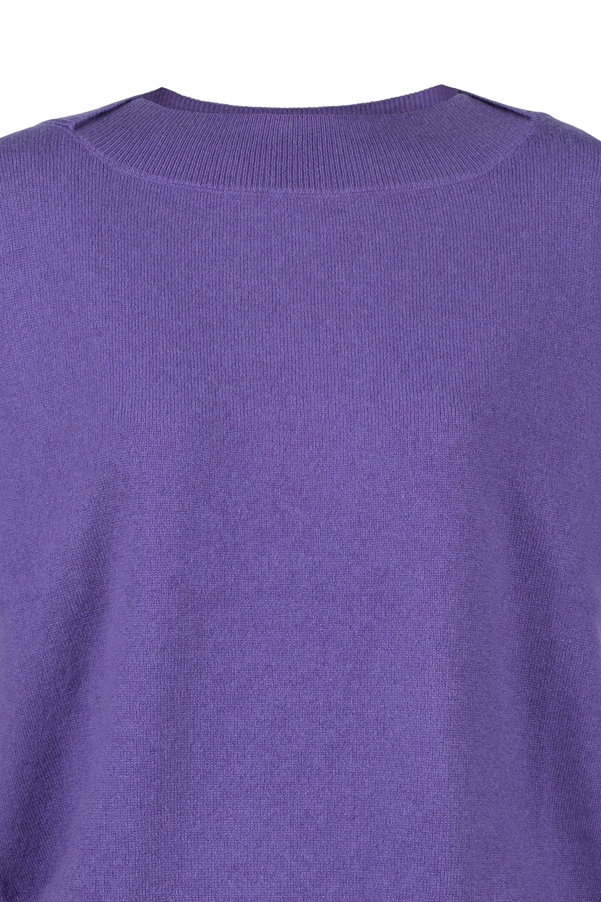 Mor Isabella Saf Kaşmir Kayık Yaka Kazak