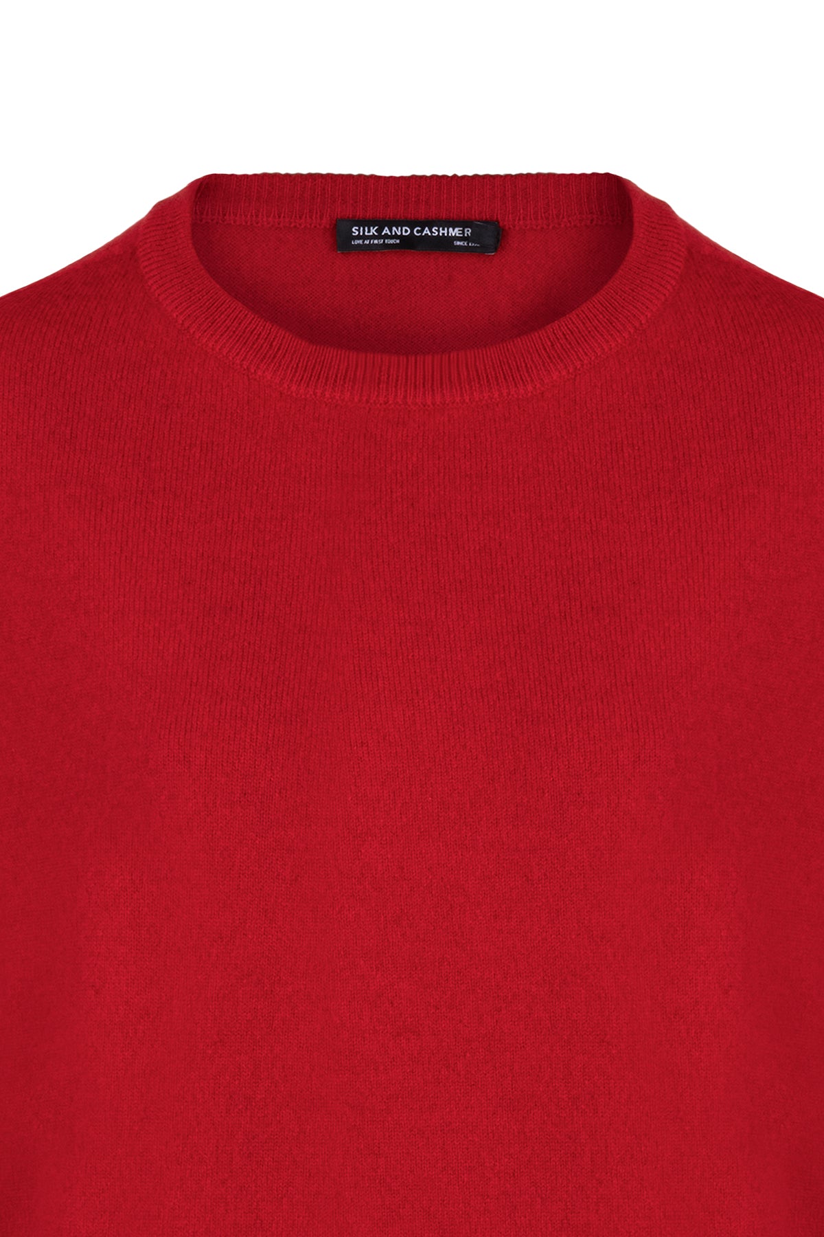 Kırmızı Alexia Saf Kaşmir Yuvarlak Yaka Kazak