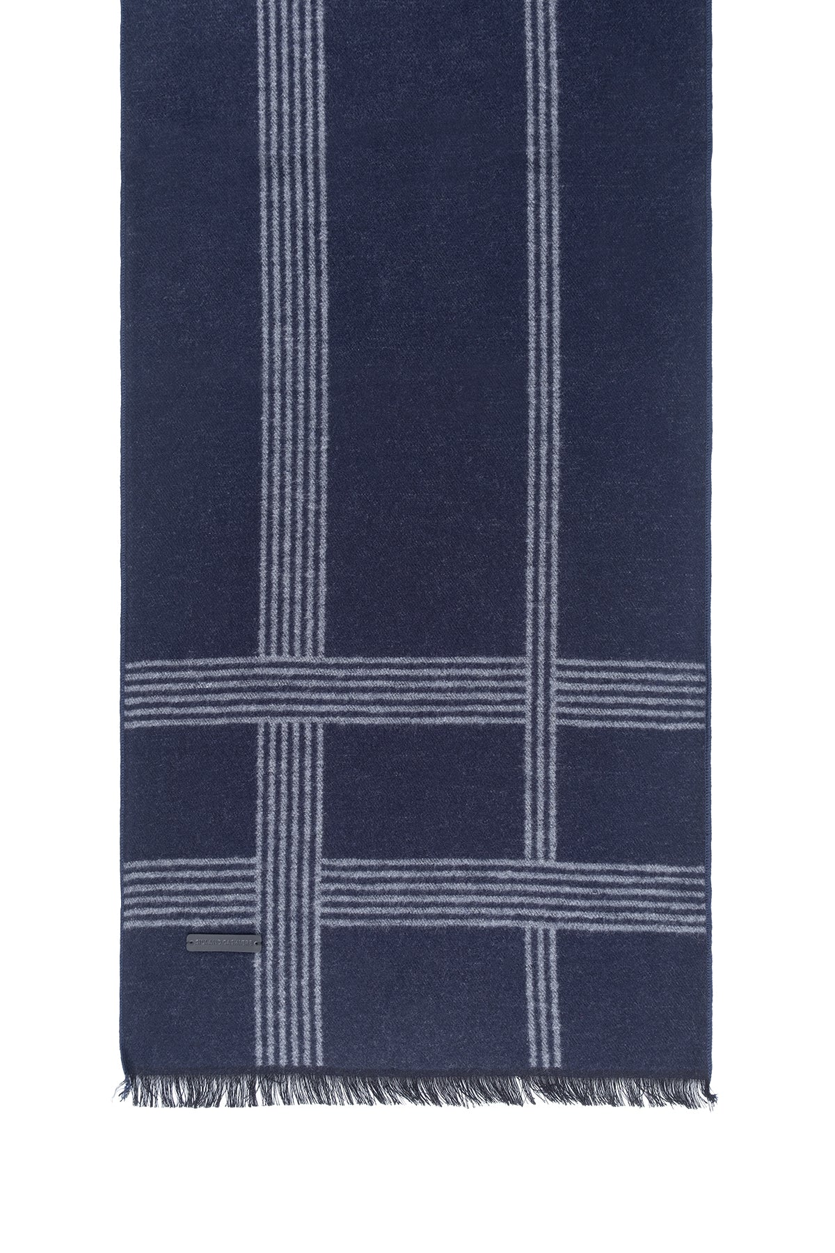 Lacivert Lotus Saf İpek Desenli Atkı 30*177+2cm