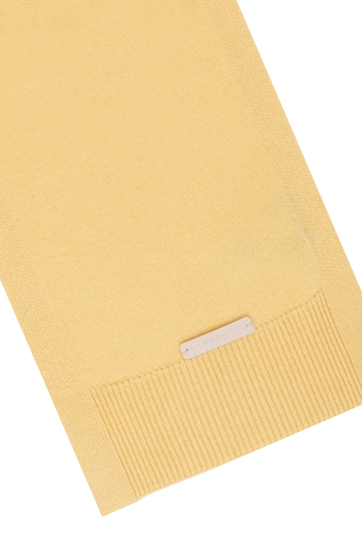 Sarı Lilly Saf Kaşmir Kazak Atkı