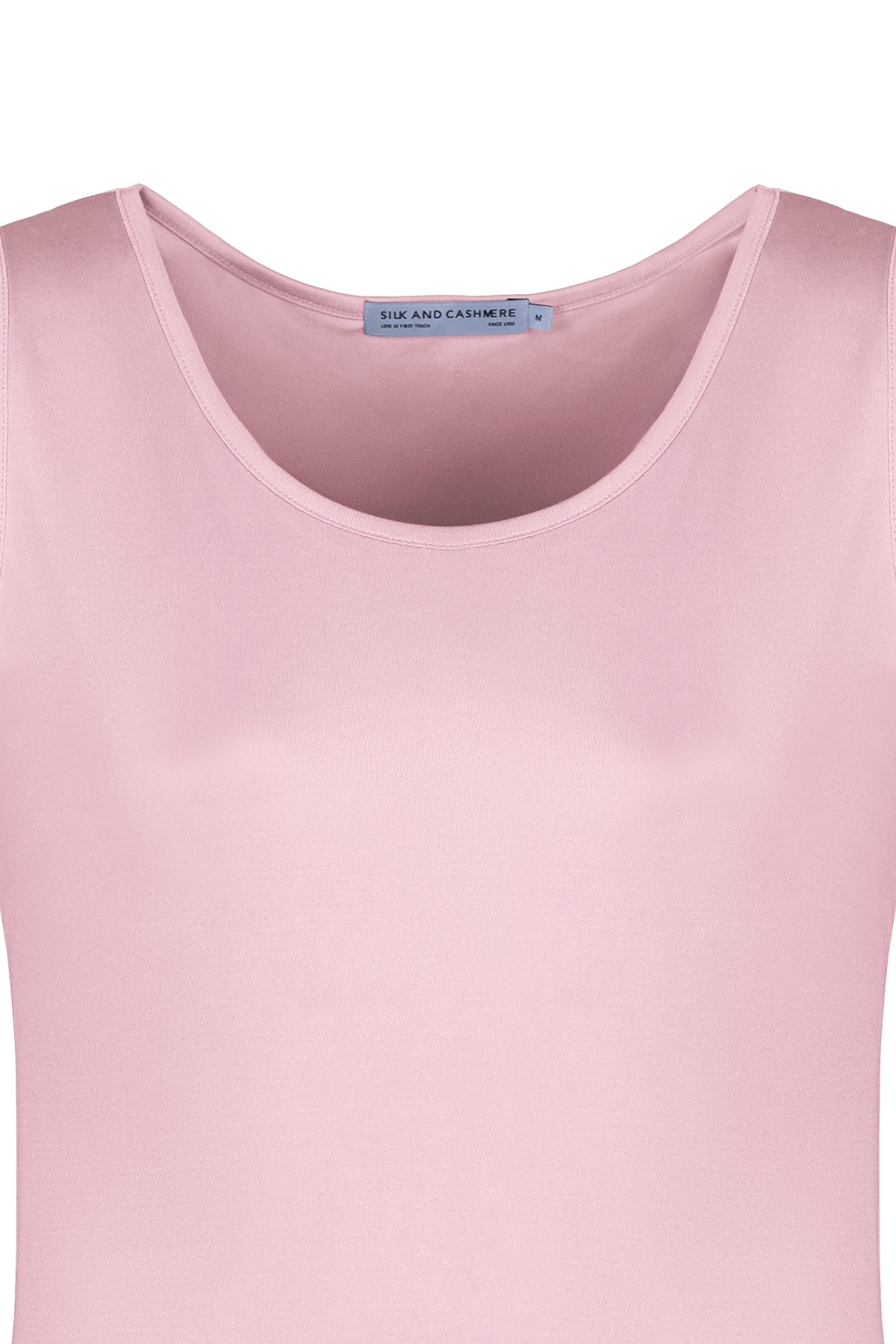 Pembe Marina İpekli Yuvarlak Yaka Kolsuz T-Shirt