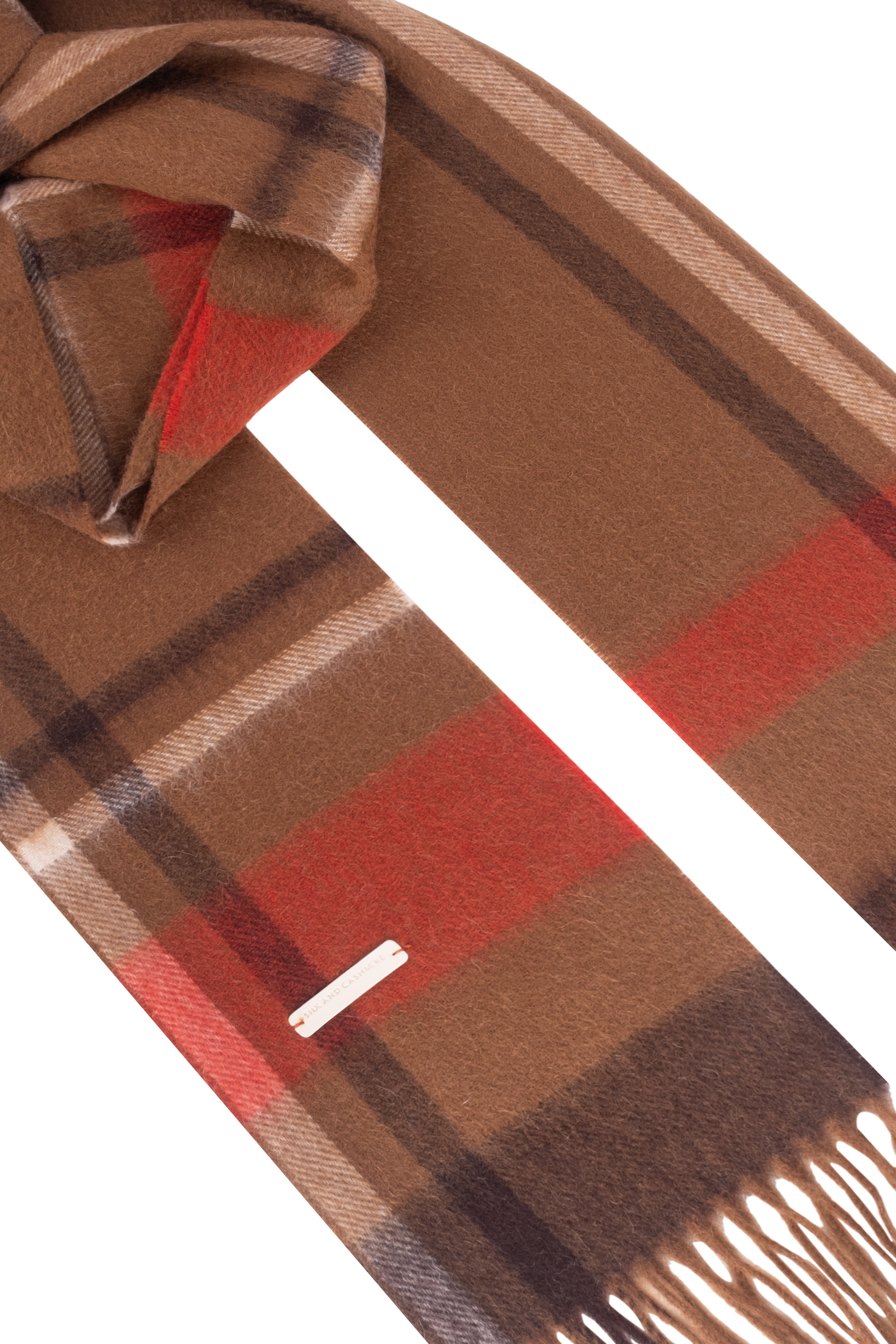 Camel Patrick Saf Kaşmir Kareli Atkı 30x164 cm