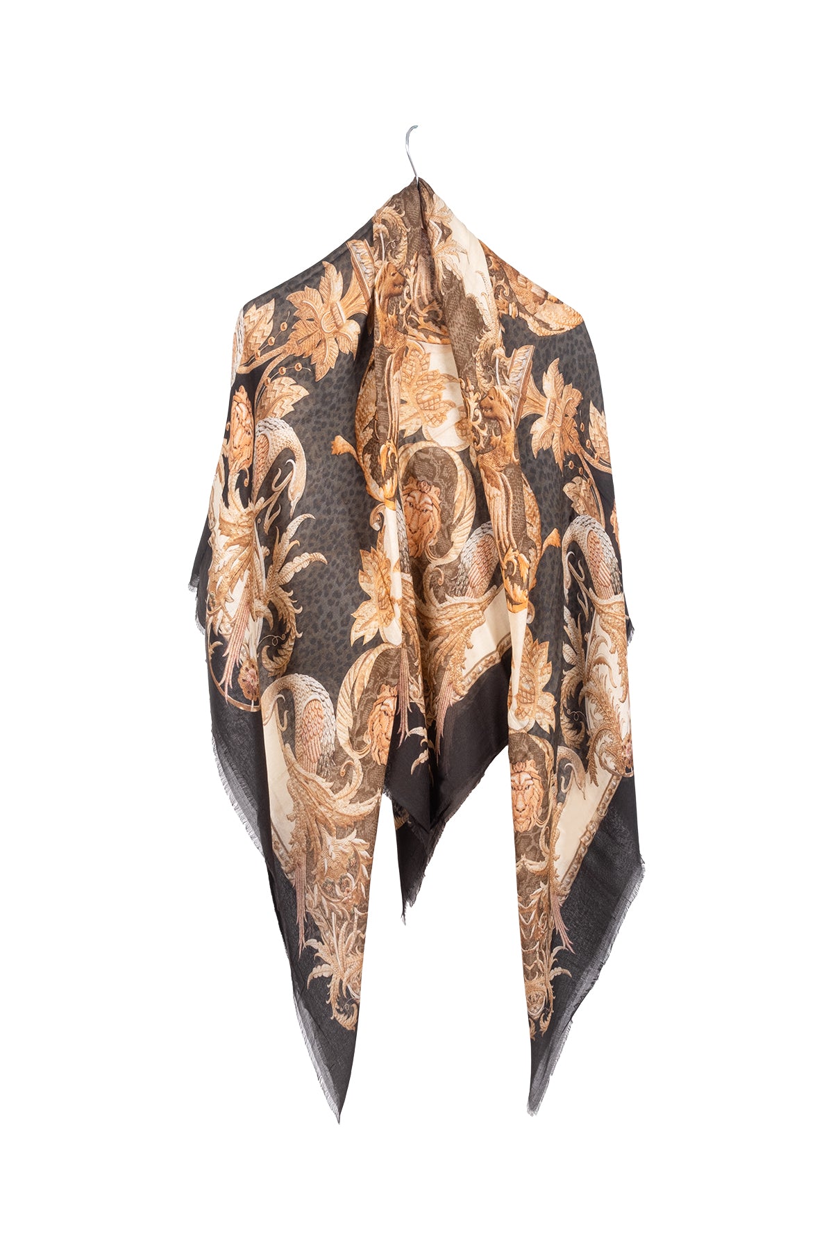 Siyah Jas Desenli Kare Şal 140x140 cm