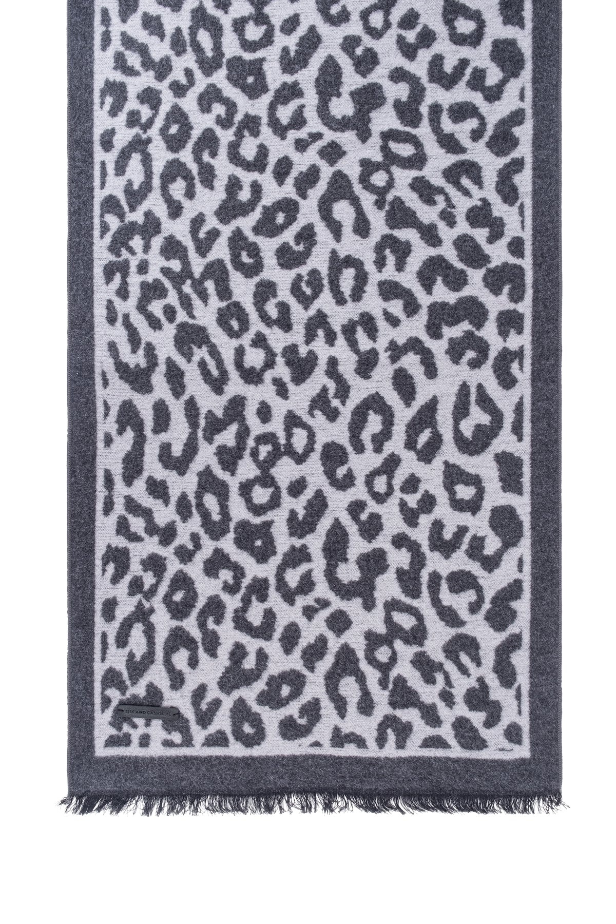 Gri Lotus Saf İpek Desenli Atkı 30*177 cm