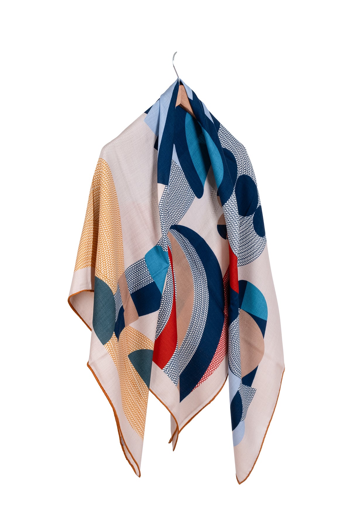 Bej Bordo Linda Saf Kaşmir Baskılı Eşarp 140x 140 cm