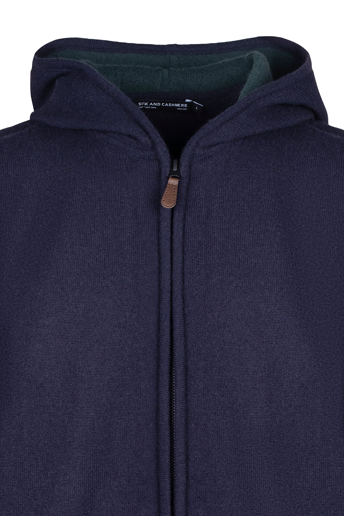 Lacivert Scott Saf Kaşmir Kapüşonlu Hırka