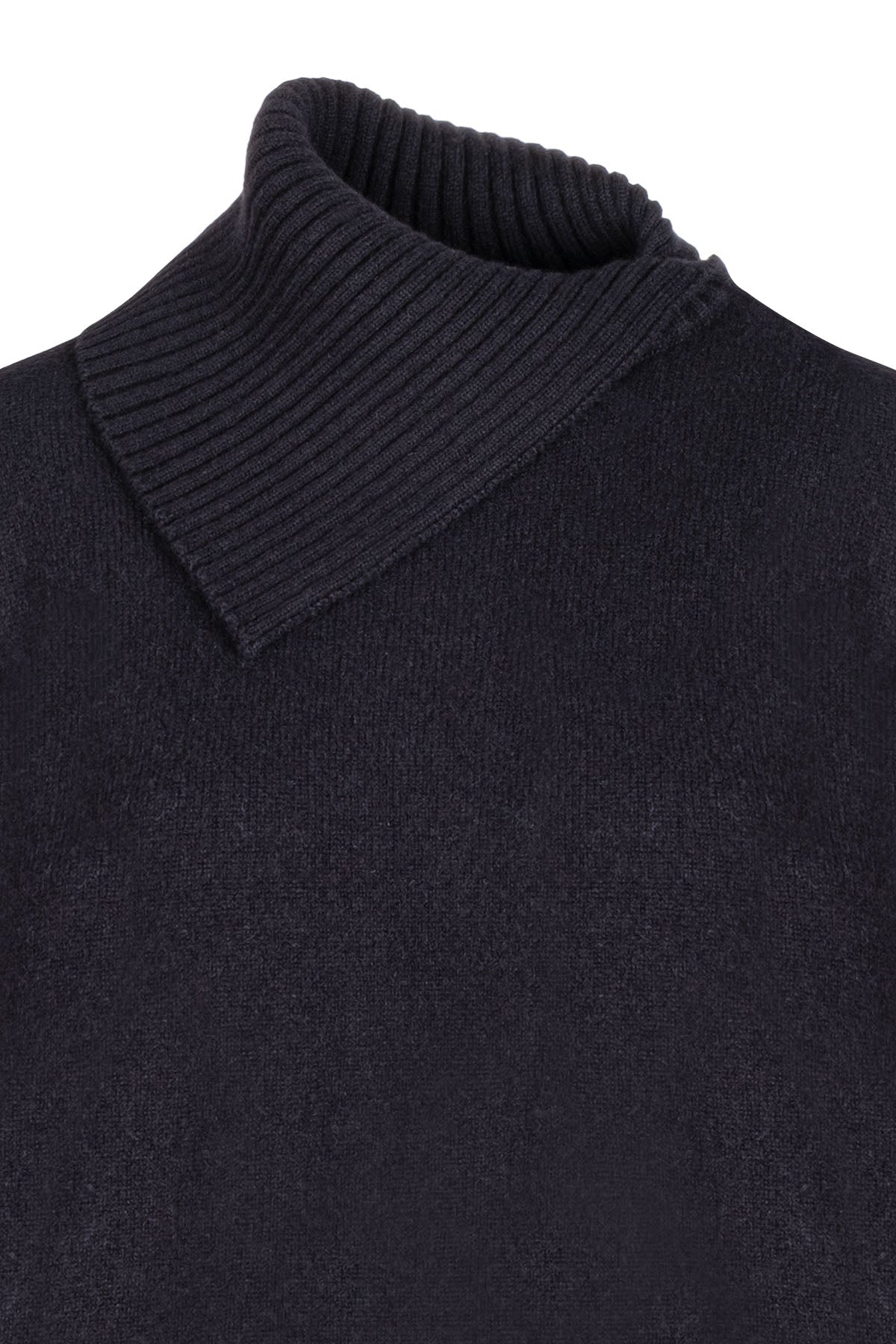 Siyah Isabella Saf Kaşmir Balıkçı Yaka Kazak