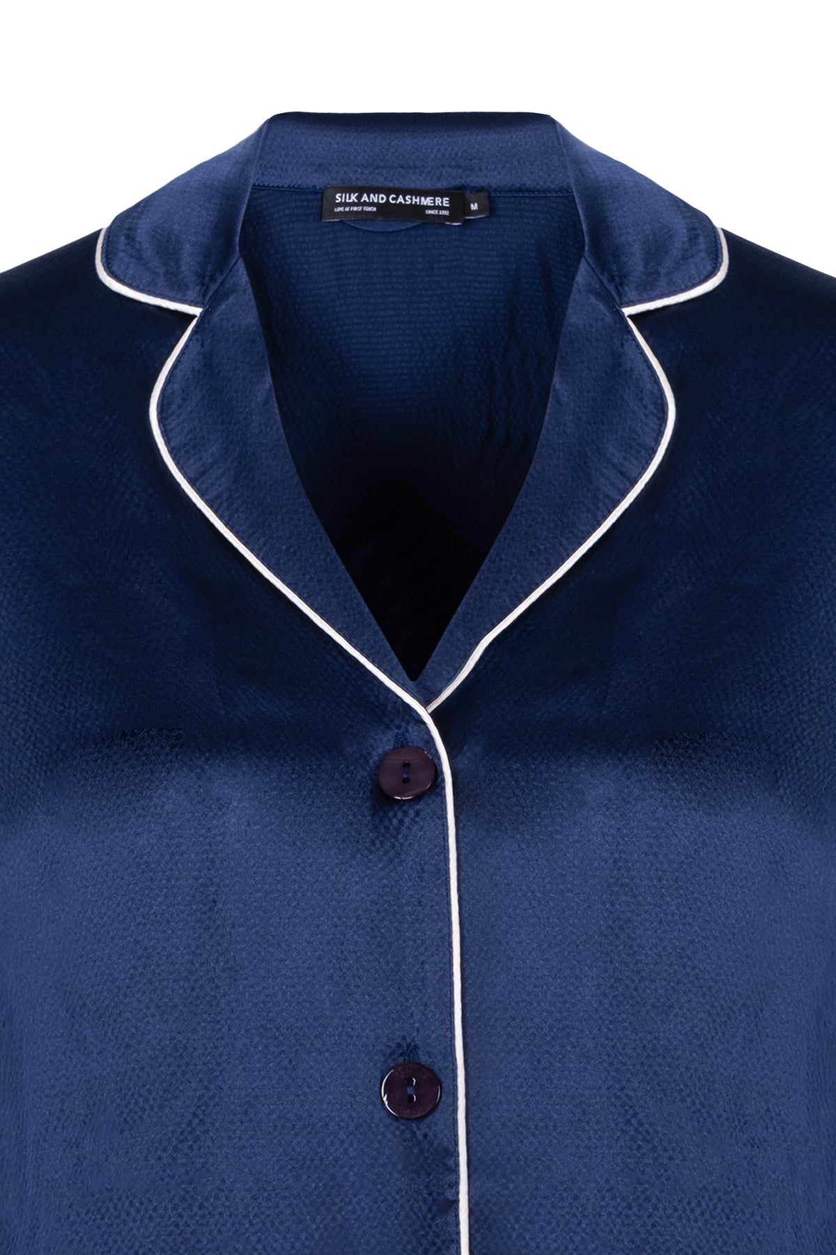 Lacivert Mindy Saf İpek Pijama Seti