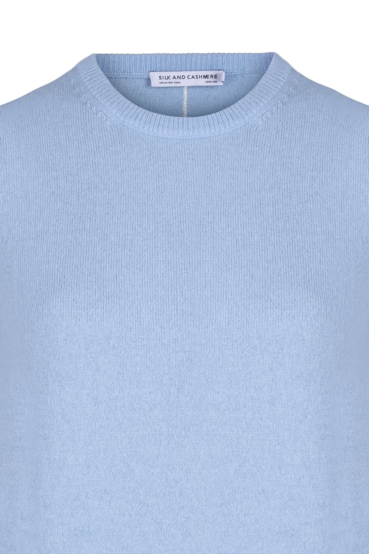 Açık Mavi Franca Saf Kaşmir Bisiklet Yaka Kazak