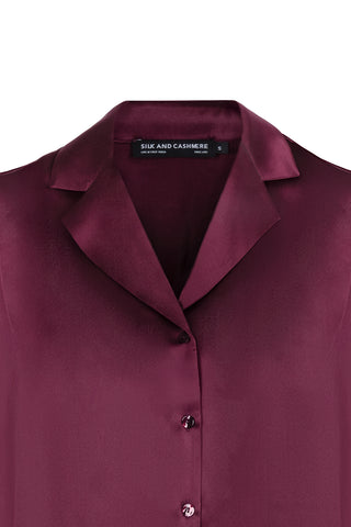 Bordo Astrid Saf İpek Kolsuz Gömlek