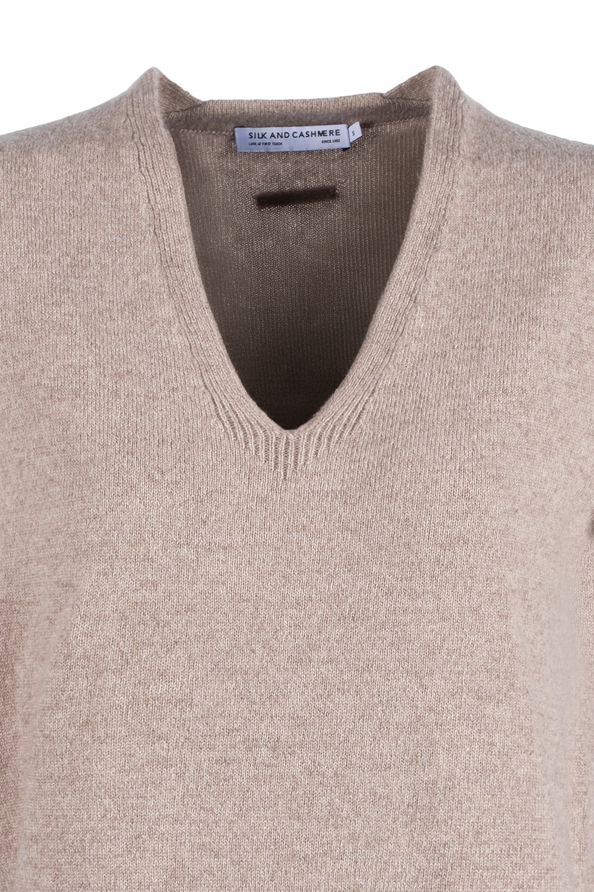 Kum Beji Franca Saf Kaşmir Derin V Yaka Kazak