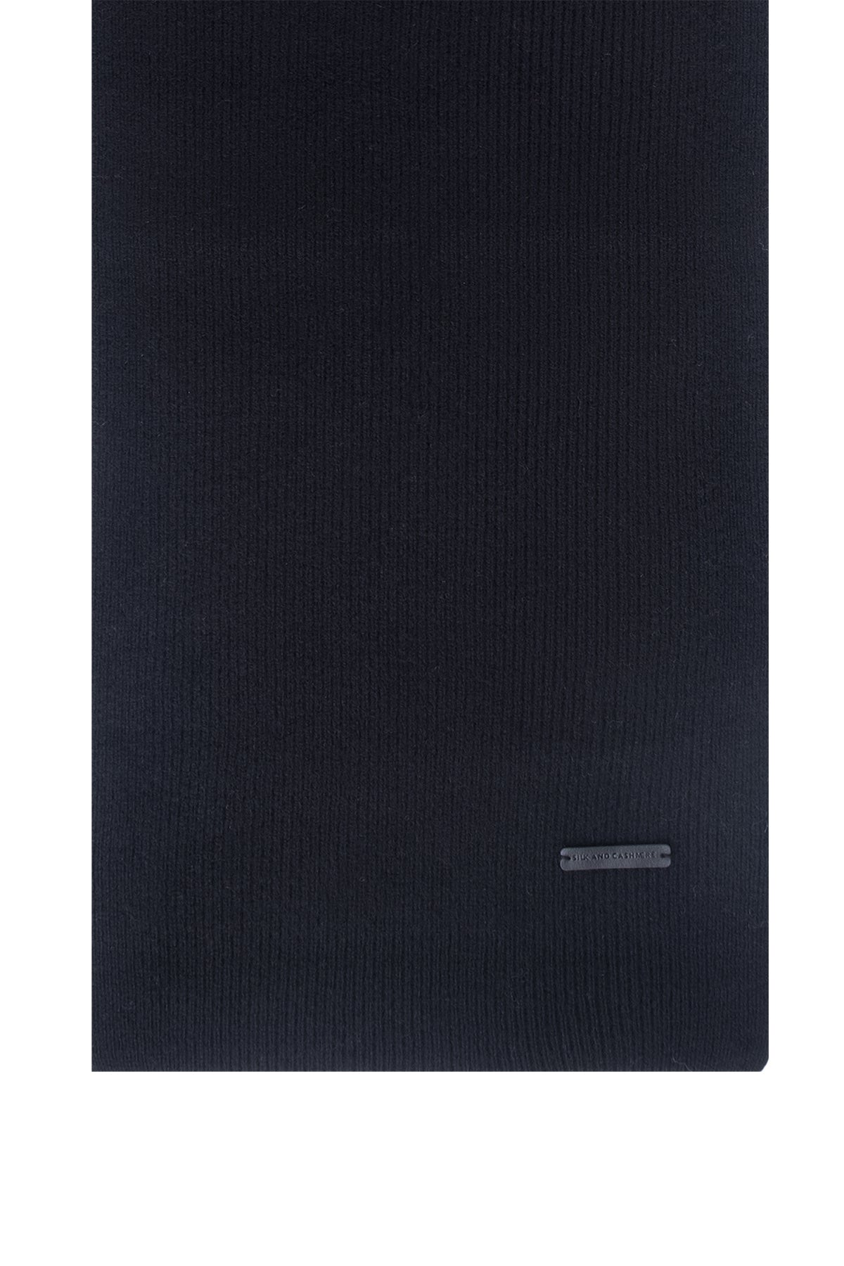 Siyah Copenhagen Saf Yün Ribana Örme Atkı 25x150 cm