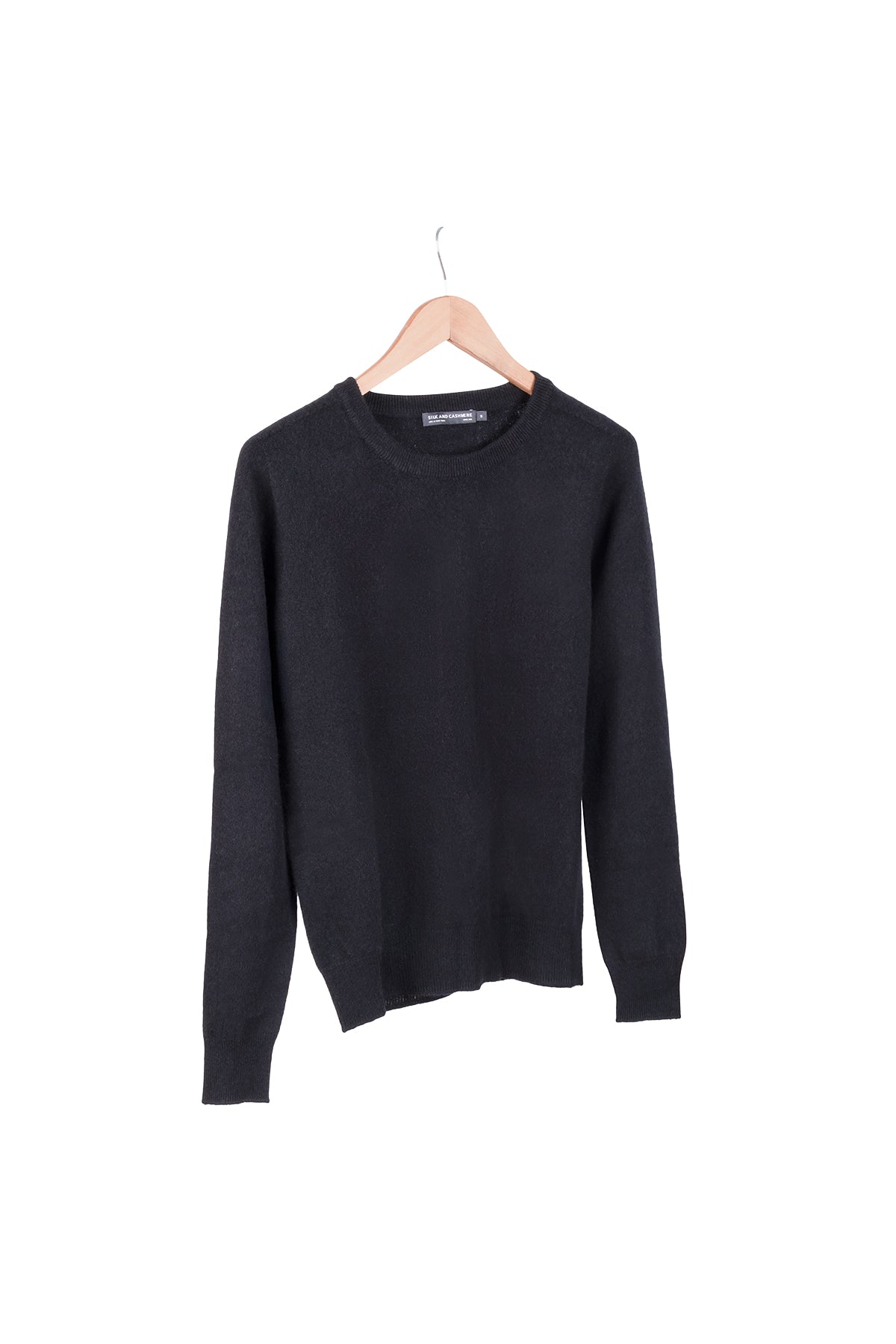 Siyah Alexia Saf Kaşmir Yuvarlak Yaka Kazak