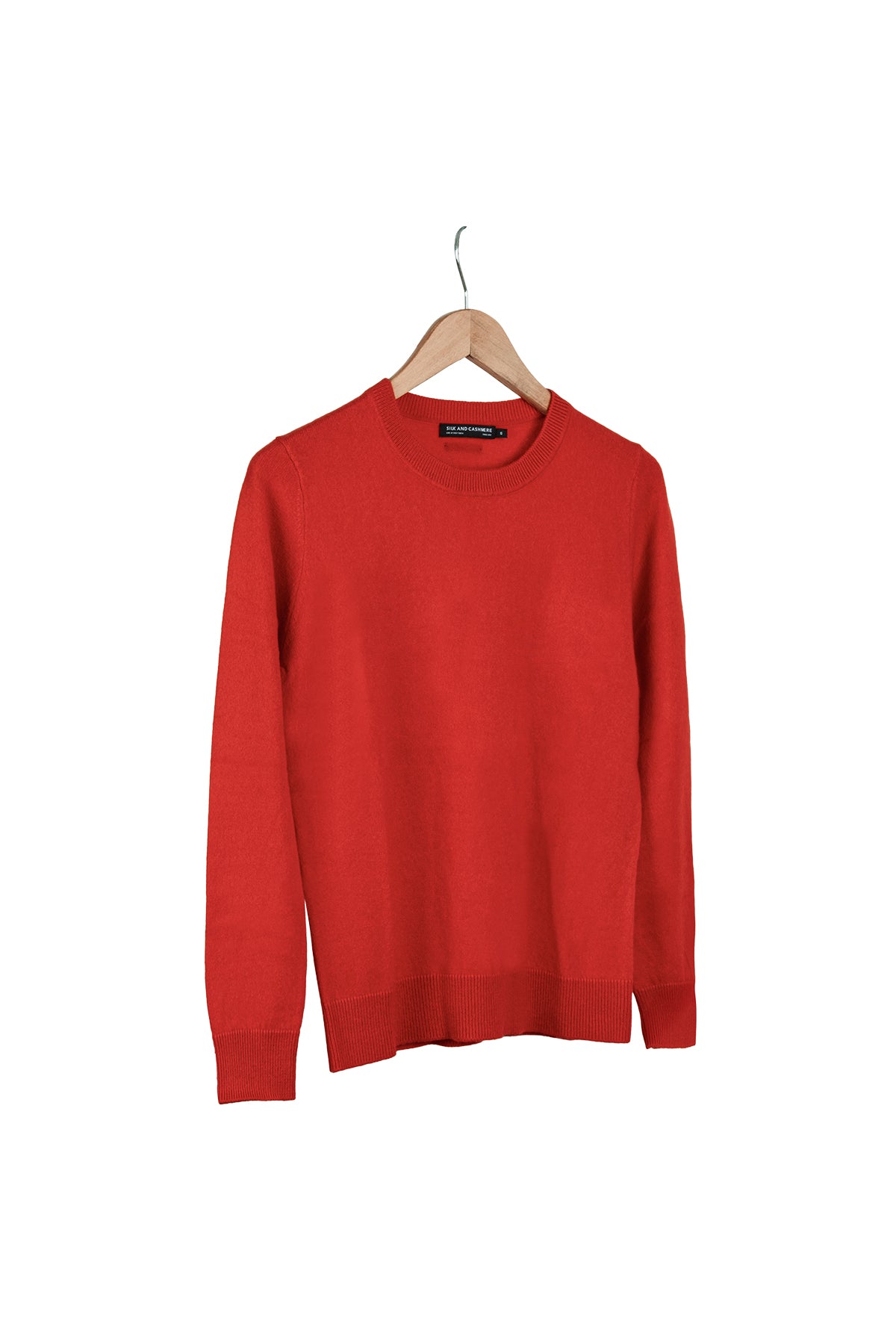 Turuncu Agata Saf Kaşmir Yuvarlak Yaka Kazak