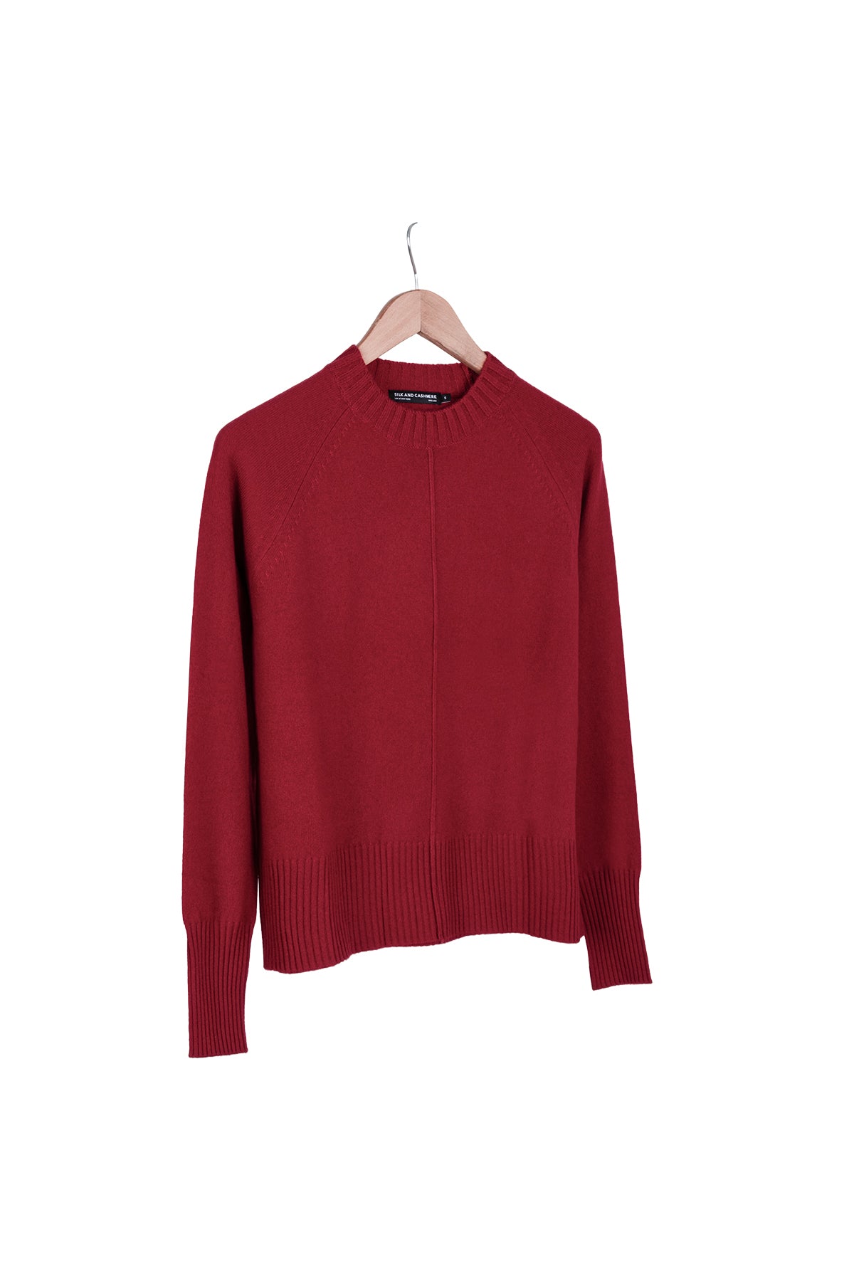 Kırmızı Carla Saf Kaşmir Yuvarlak Yaka Kazak