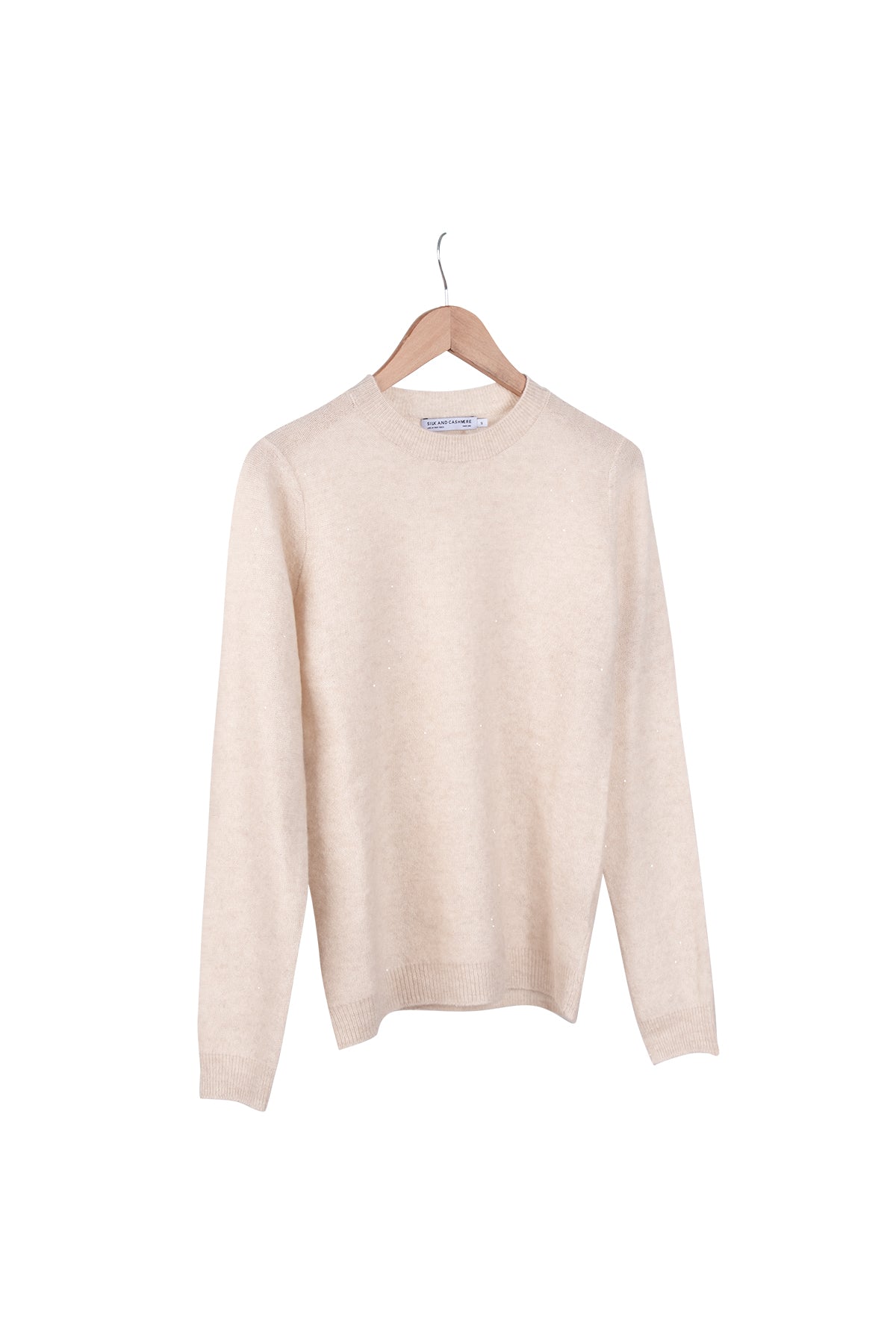 Bej Alexia Kaşmirli İşlemeli Yuvarlak Yaka Kazak