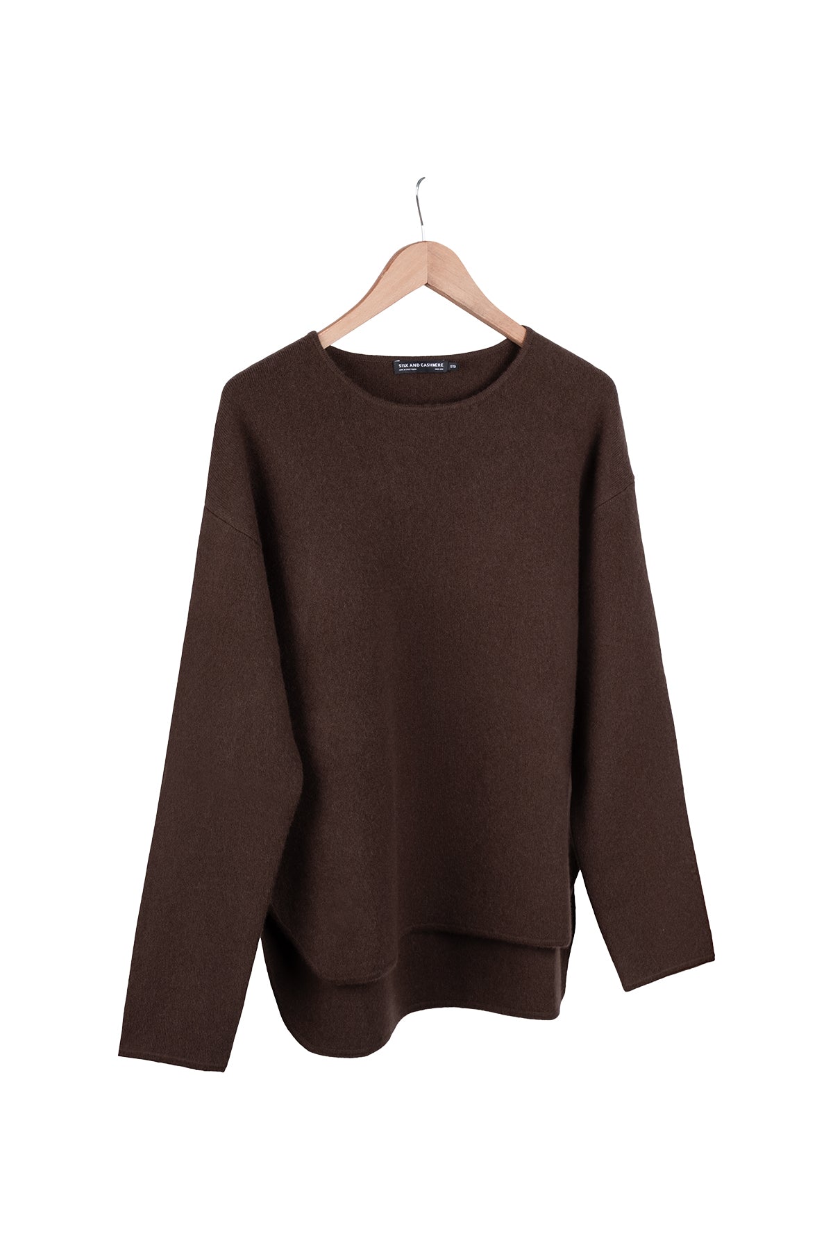 Kahverengi Alexia Saf Kaşmir Çelik Örgü Kazak