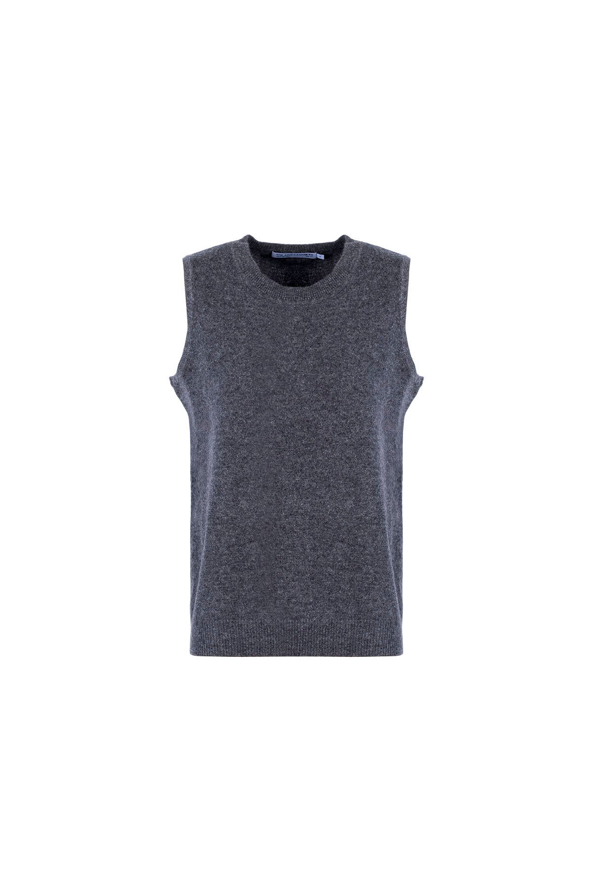 Antrasit Alexia Saf Kaşmir Bisiklet Yaka Kolsuz Triko