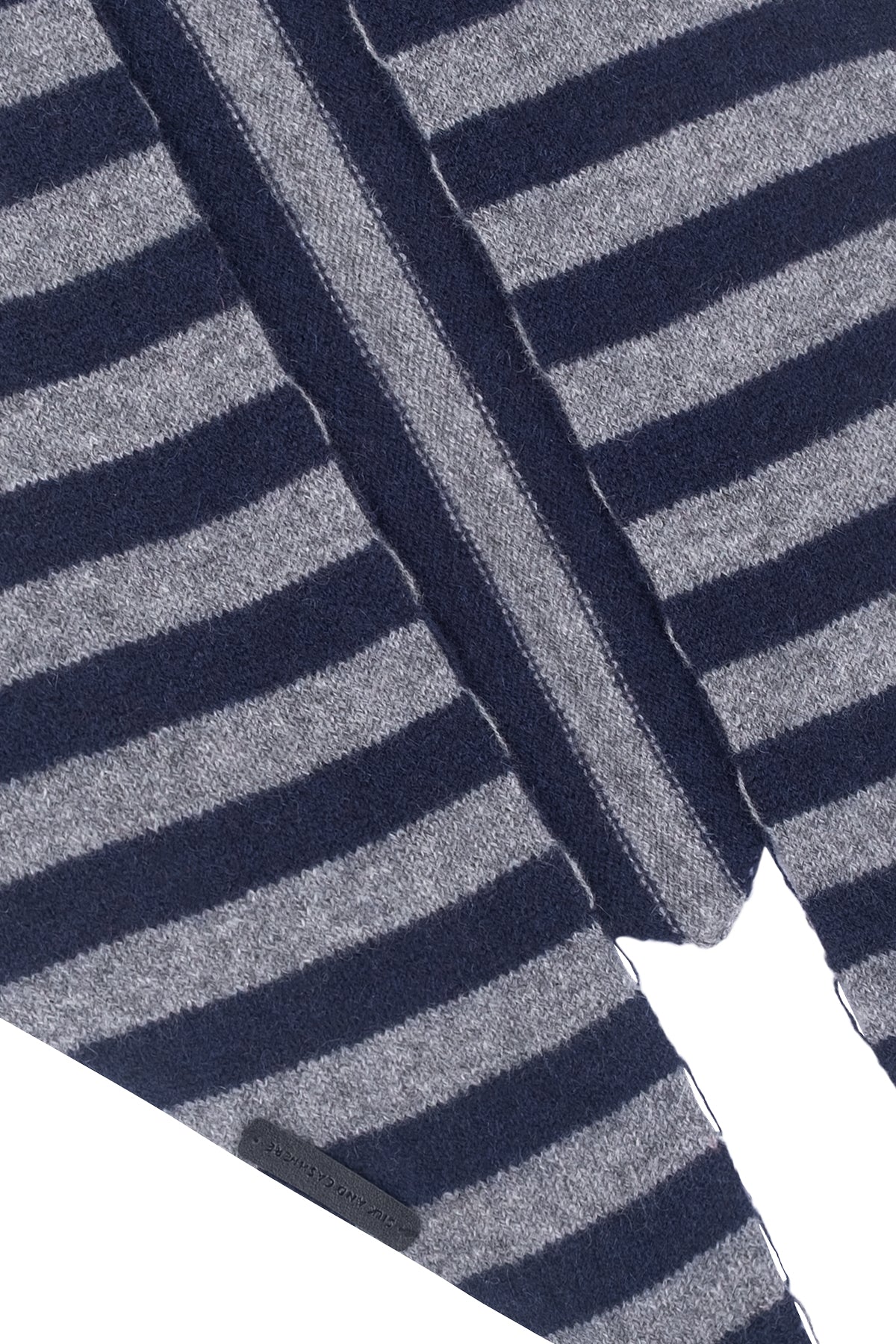 Lacivert Gri Rose Saf Kaşmir Çizgili Fular Bandana 85x30x30 cm