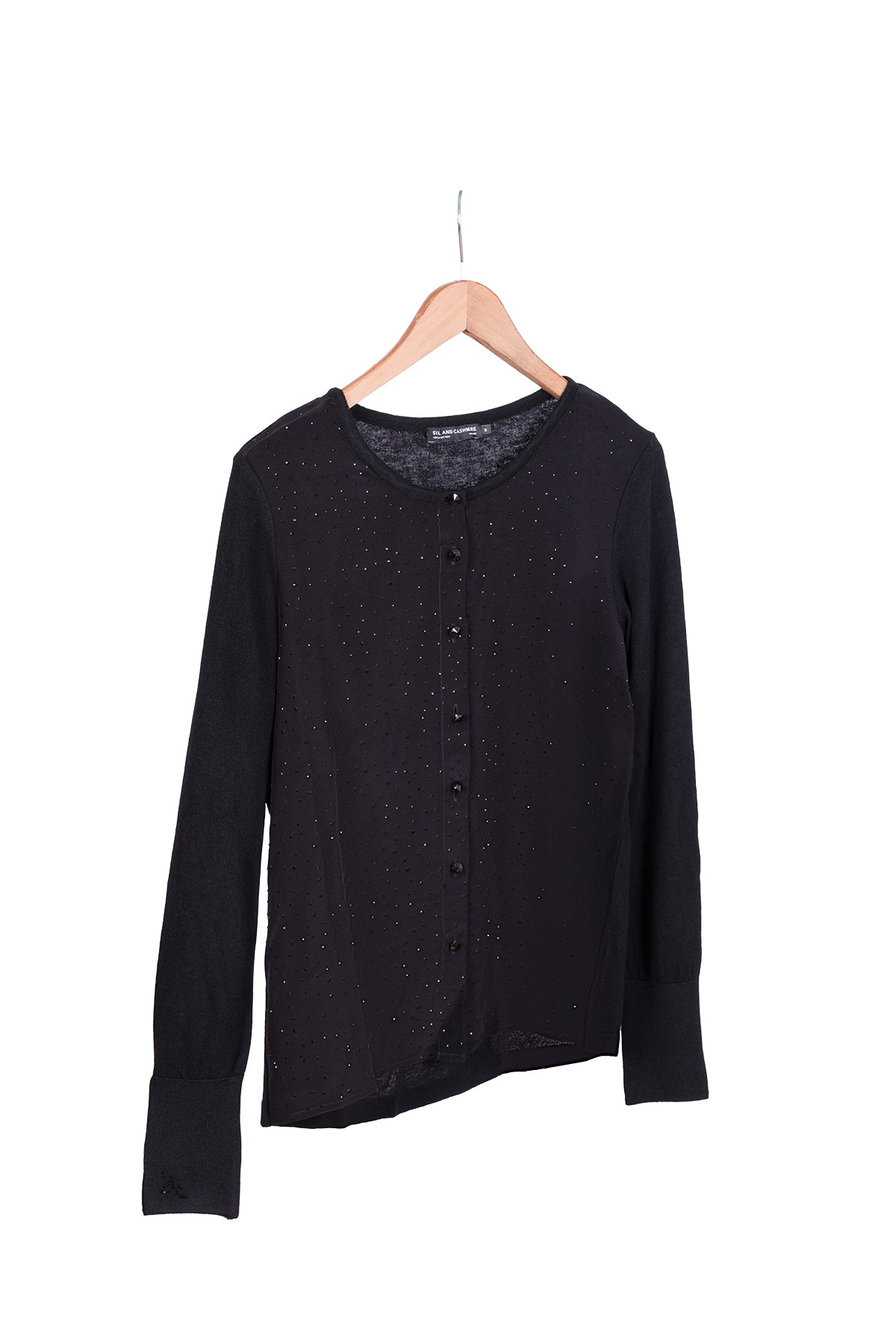 Siyah Nature İpekli Taş Süslemeli Hırka