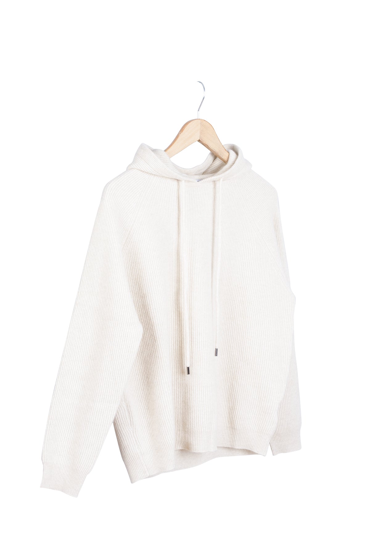 Beyaz Alexia Saf Kaşmir Ribana Kapüşonlu