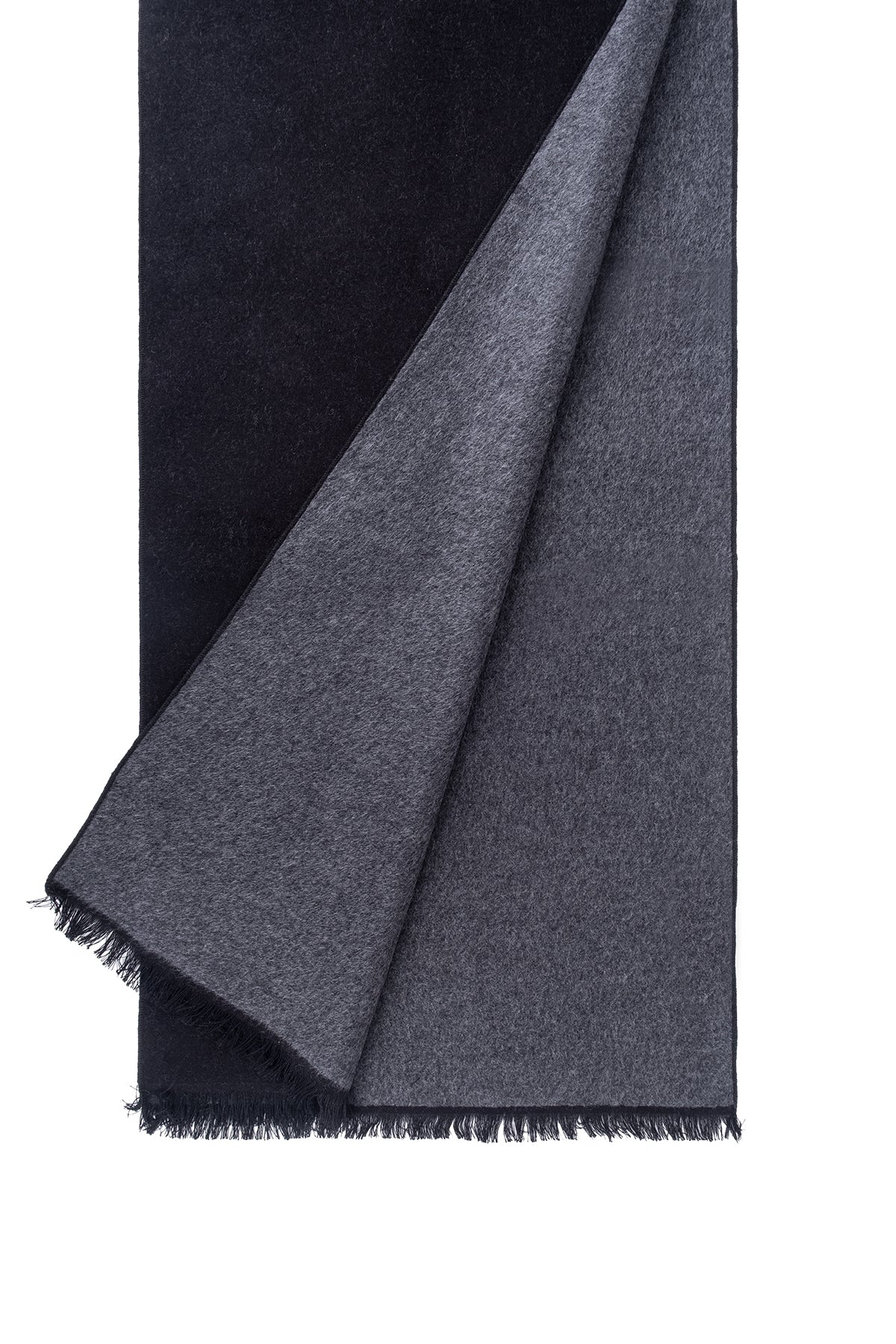 Siyah Lotus Saf İpek Çift Taraflı Atkı 30x177 cm