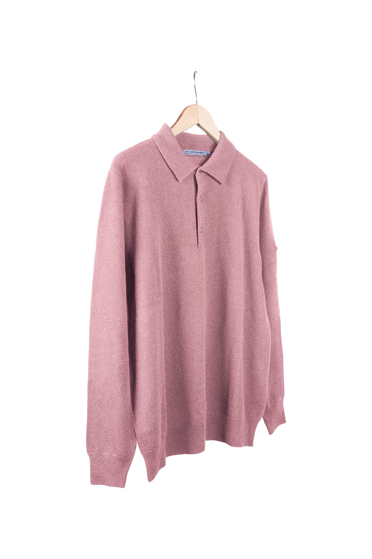 Pastel Pembe Saf Kaşmir Polo Kazak