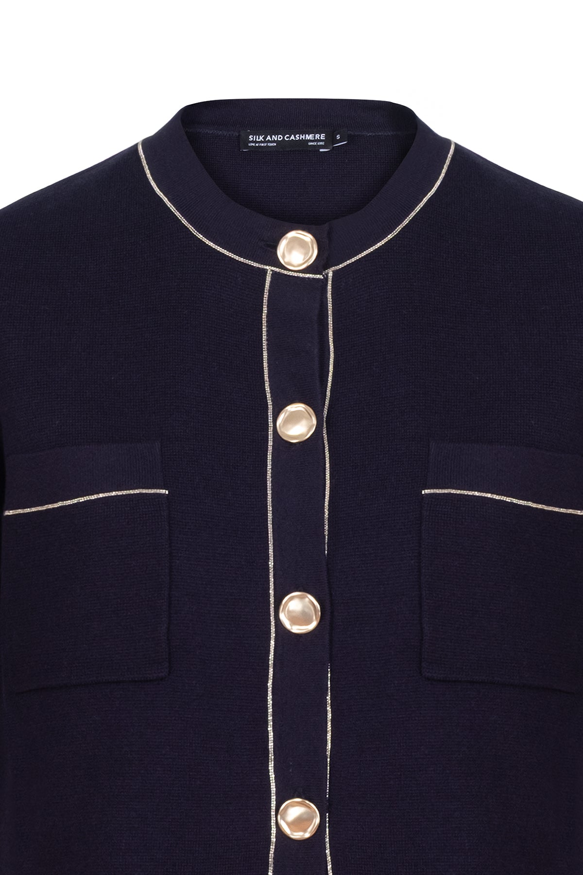 Lacivert Grace İpekli Zincirli Hırka