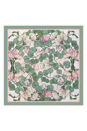 Yeşil Laila Saf İpek Roma Küçük Eşarp 50x50 cm