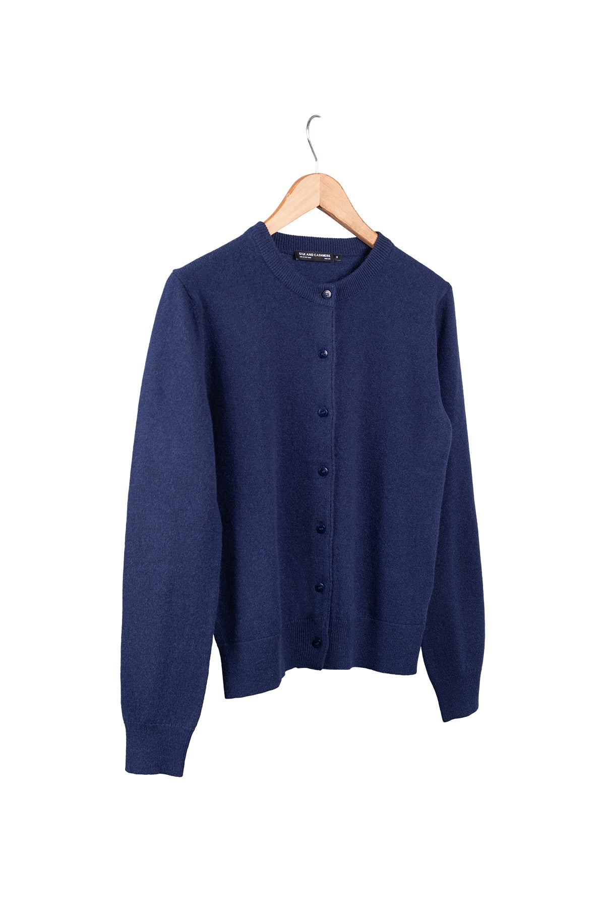 Lacivert Lilly Saf Kaşmir Bisiklet Yaka Hırkaa