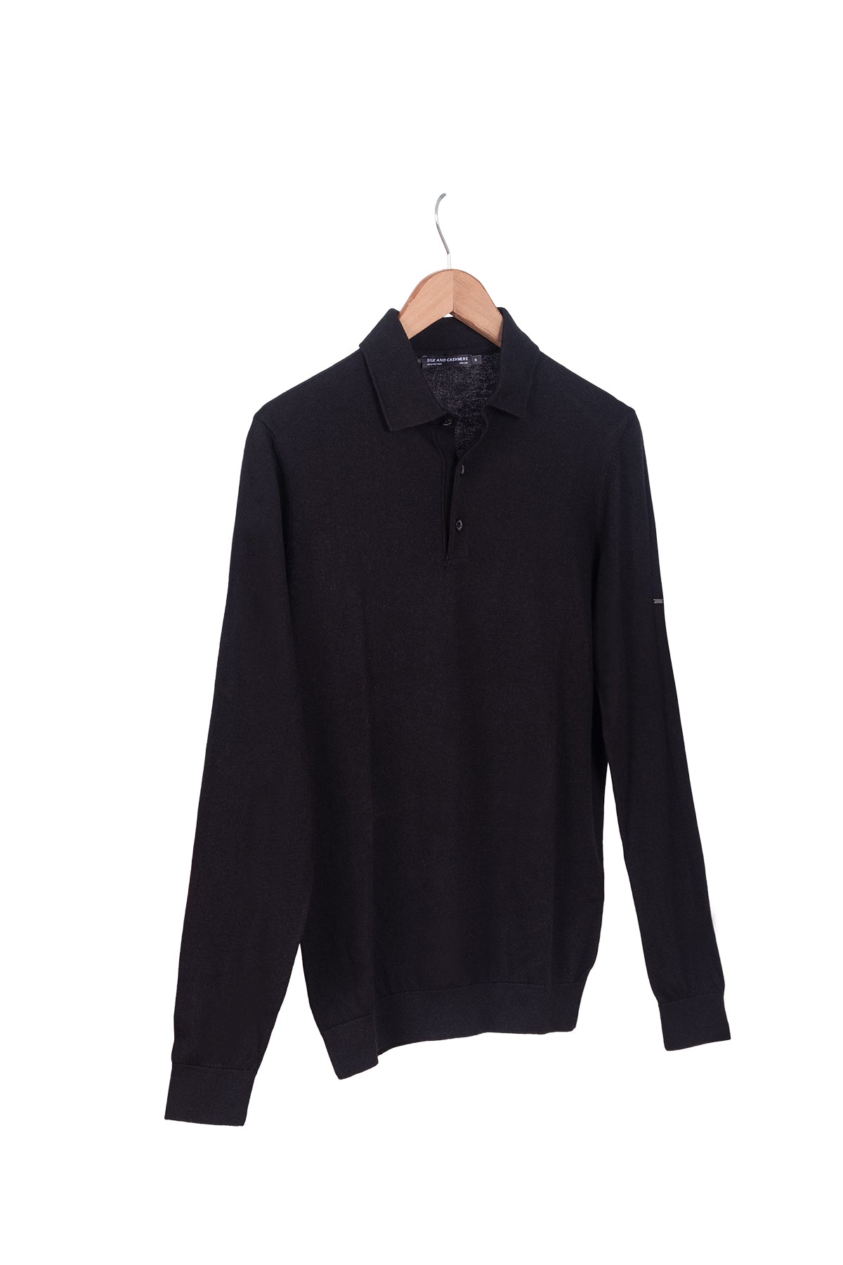 Siyah İpek ve Kaşmir Polo Yaka Uzun Kollu Utku Erkek Triko