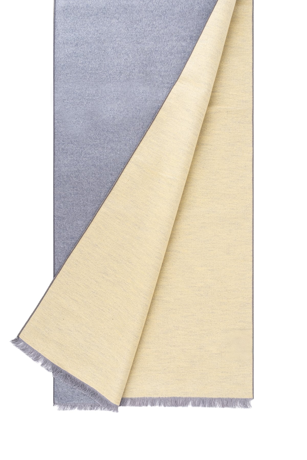 Açık Gri Lotus Saf İpek Çift Taraflı Atkı 30x177 cm