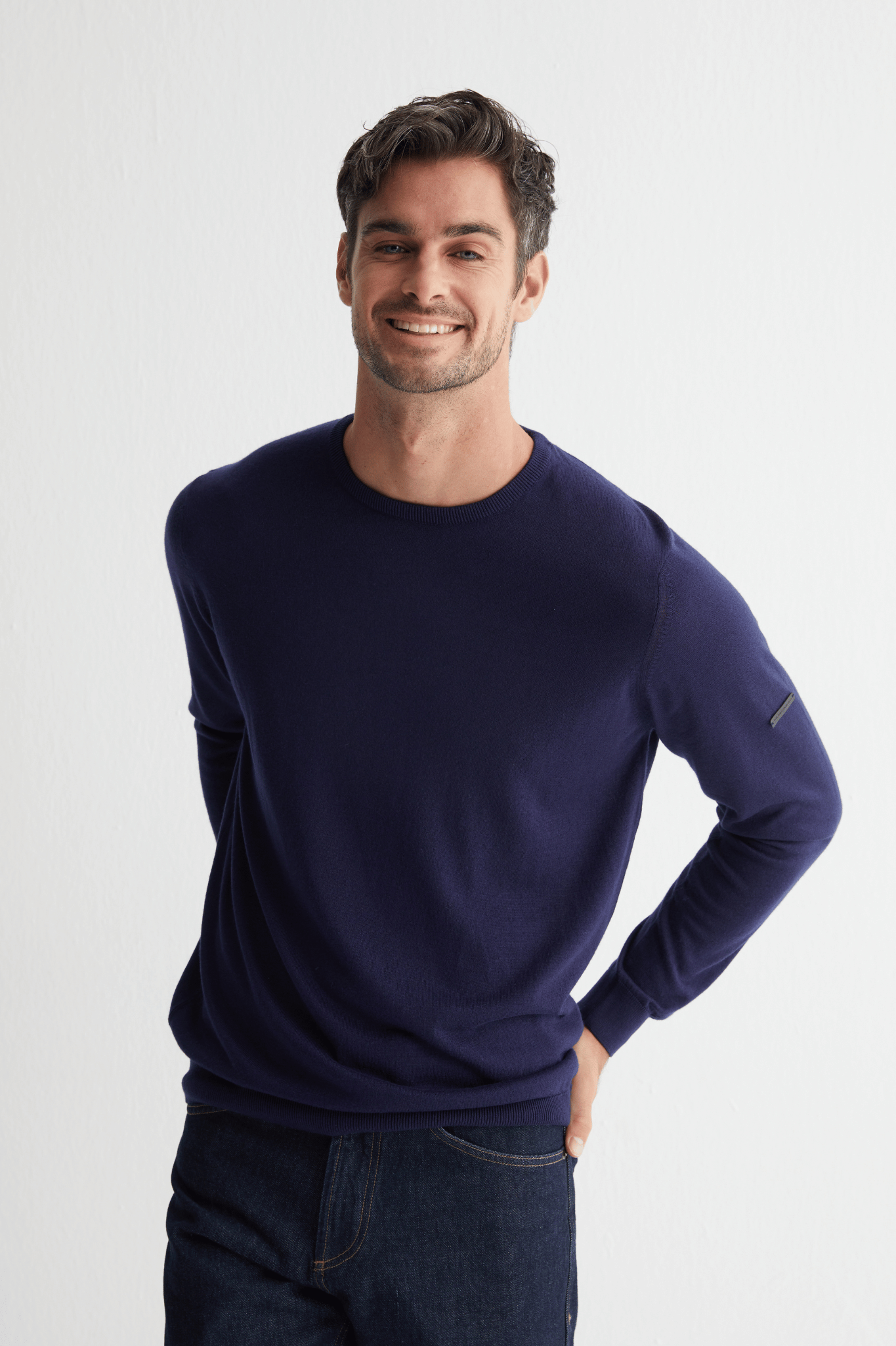 Lacivert Paul İpek Kaşmir Yuvarlak Yaka Triko