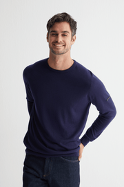 Lacivert Paul İpek Kaşmir Yuvarlak Yaka Triko
