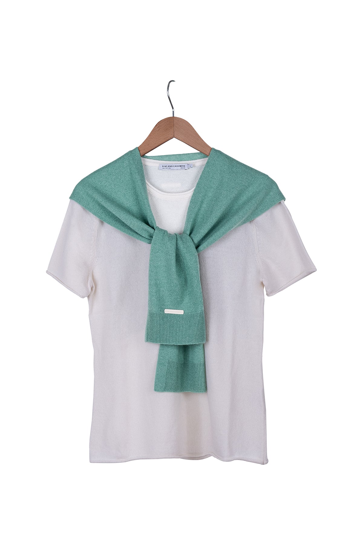 Nil Yeşili Lilly Saf Kaşmir Kazak Atkı