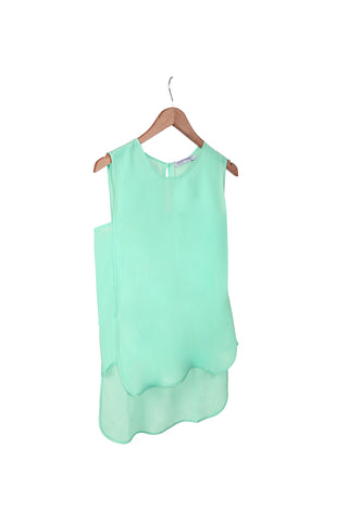 Mint Toscana Saf İpek Yuvarlak Yaka Rahat Kesim Bluz