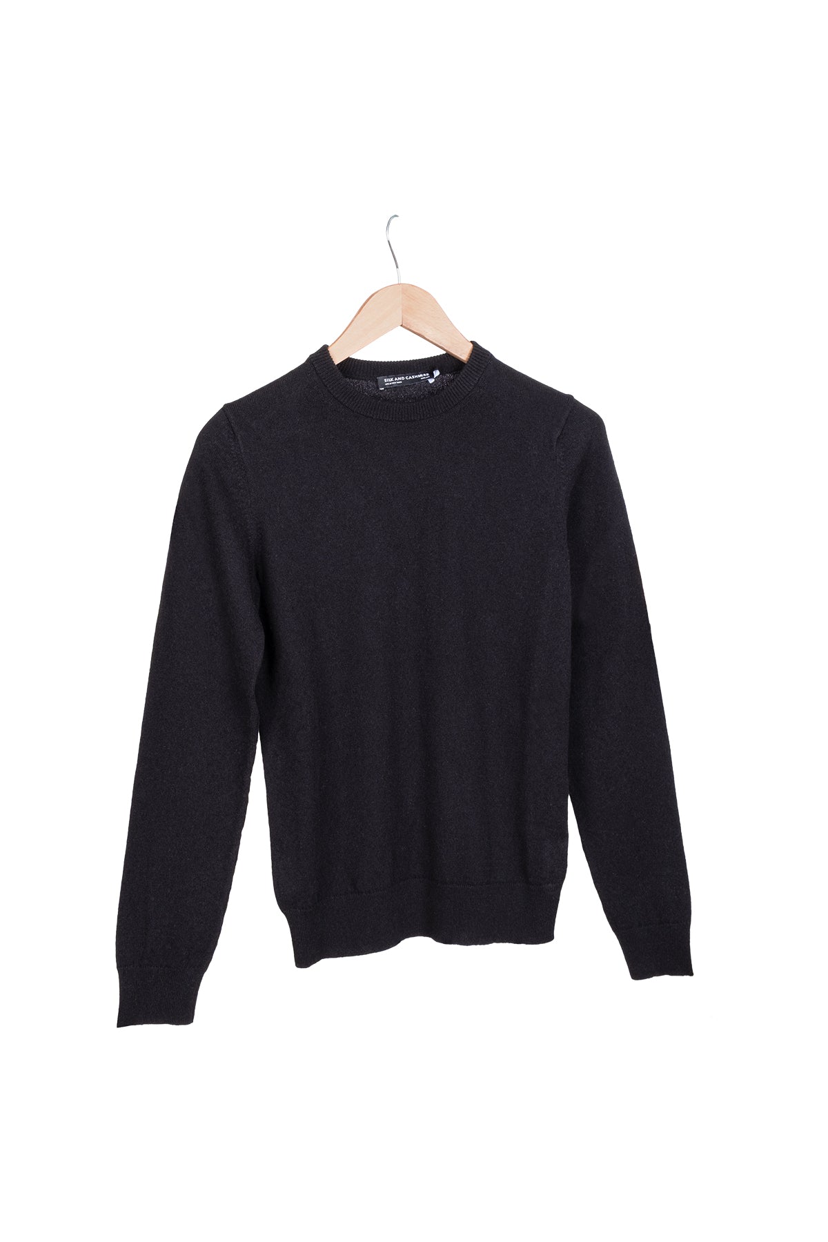 Siyah Lilly Saf Kaşmir Yuvarlak Yaka Kazak