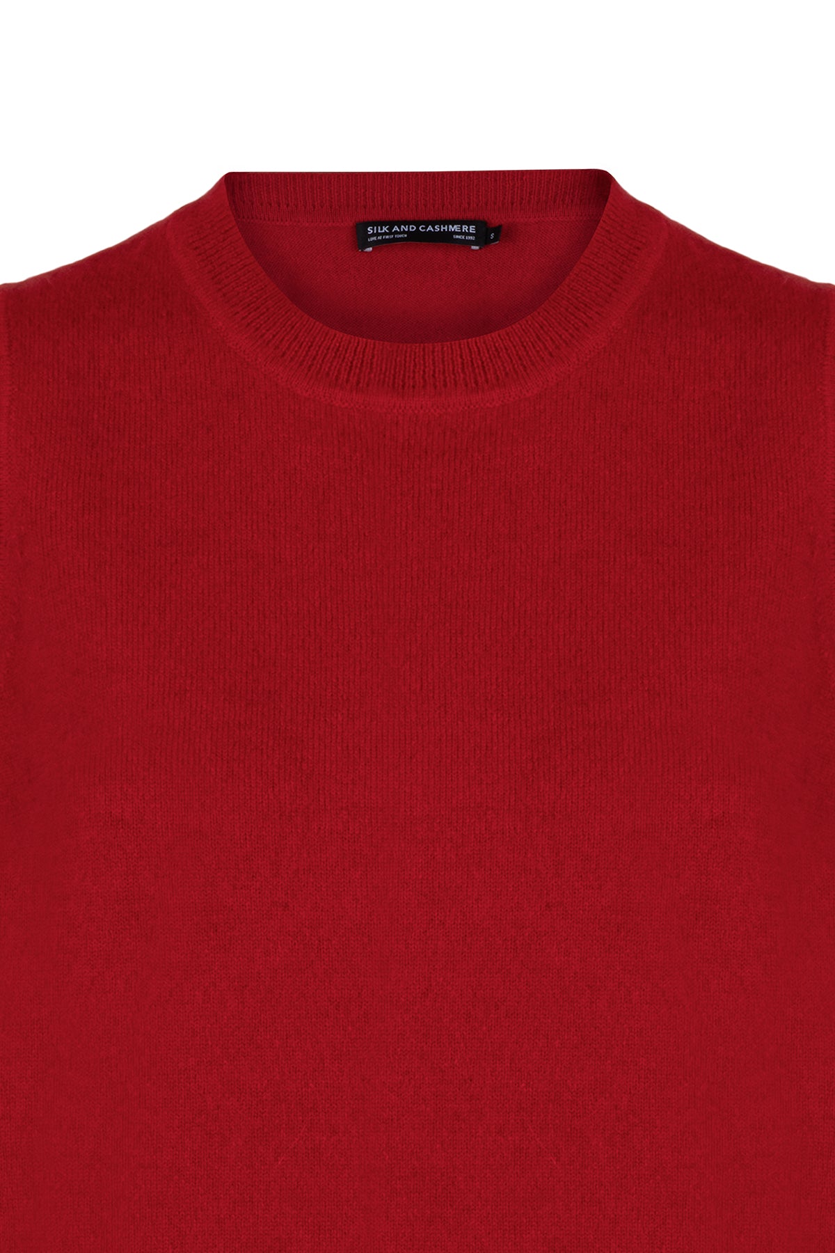 Kırmızı Alexia Saf Kaşmir Yuvarlak Yaka Süveter