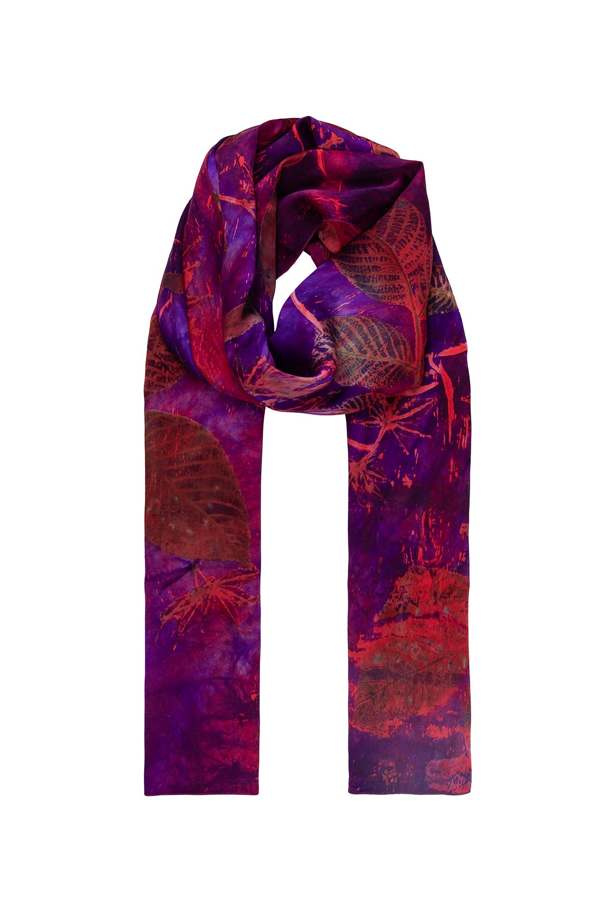 Mor Saf İpek El Baskısı Ekolojik Şal 90 x 200 cm