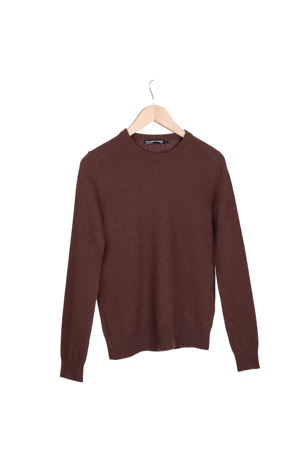 Koyu Kahve Lilly Saf Kaşmir Yuvarlak Yaka Kazak
