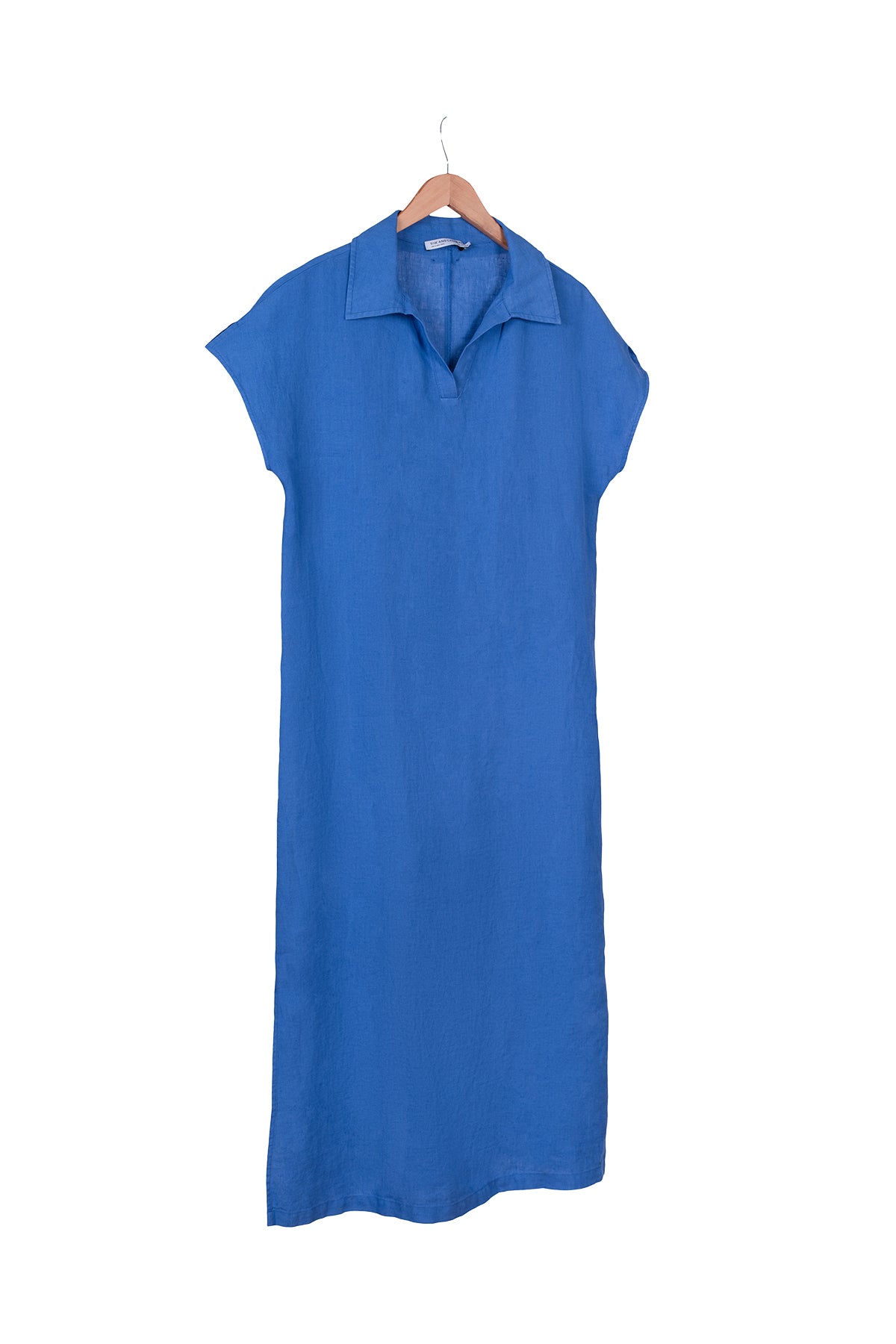 Mavi Kate Keten Polo Yaka Elbise