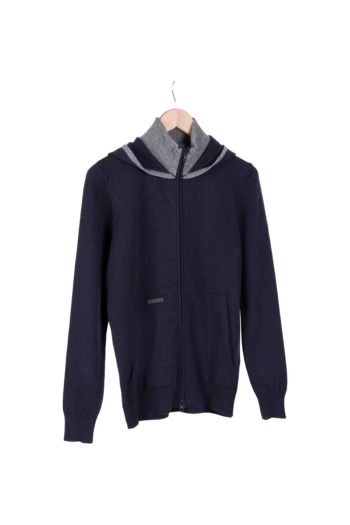 Lacivert Laura  Yün Kaşmir Yüksek Yaka Kapüşonlu Hırka