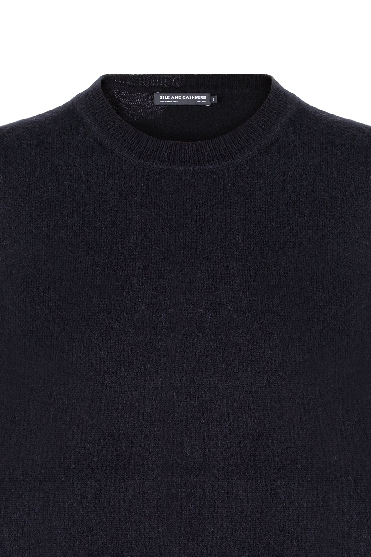 Siyah Alexia Saf Kaşmir Yuvarlak Yaka Süveter